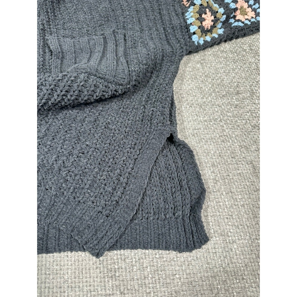 Pol Sweater Womens Large Gray Granny Square Crochet Oversized Boho - Picture 8 of 9